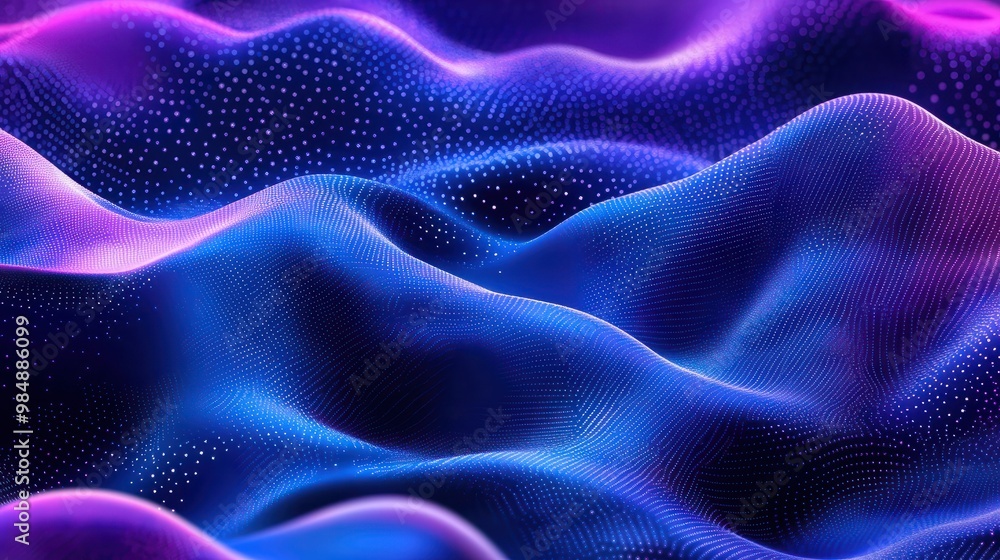 Abstract background of a blue and purple gradient with wavy dotted patterns, ideal for digital designs and wallpapers. Abstract background of a blue and purple gradient with wavy dotted patterns, ideal for digital designs and wallpapers.