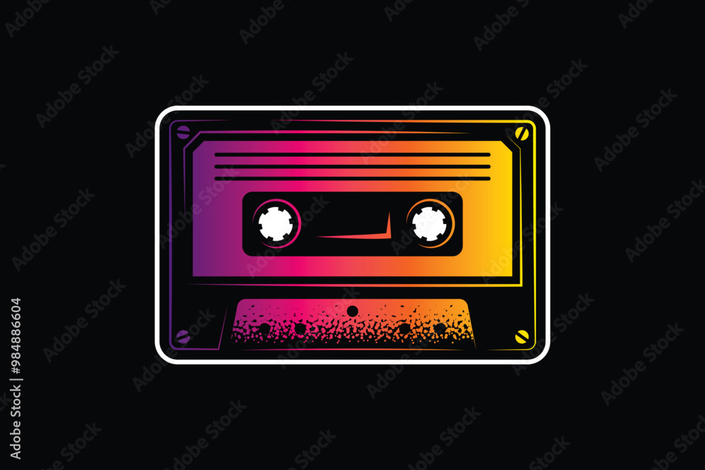 Obraz premium Audio cassette. Original vector illustration in vintage style. T-shirt design.
