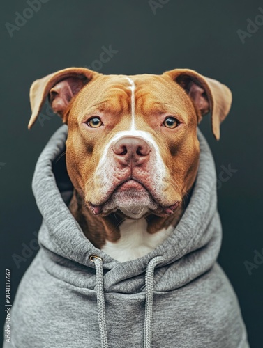 Brave Pit Bull in Hoodie photo