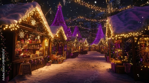 Wallpaper Mural A whimsical Christmas markets featuring purple metallic decorations and glowing lights, creating a festive atmosphere. Torontodigital.ca