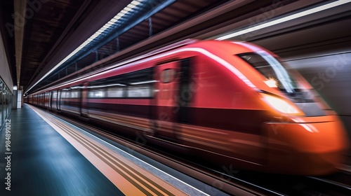 Speeding Train in Subway Tunnel