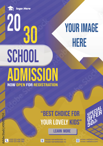 School education admission social media post and web banner template. kid school admission promotion post, education banner design, School admission social media post banner,2030