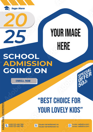 School education admission social media post and web banner template. kid school admission promotion post, education banner design, School admission social media post banner,2025