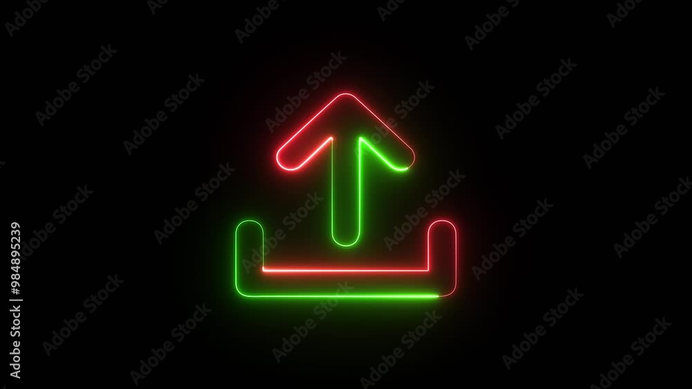 Upload simple icon, vector. Flat Purple neon on black background.4k resolution. Upload simple icon, vector. Flat Purple neon on black background.4k resolution.