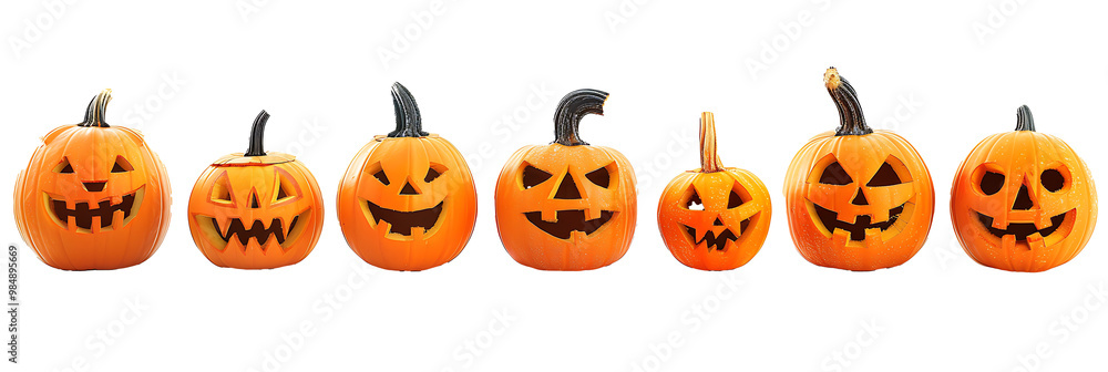 Set of Jack O Lantern Halloween pumpkin on withe background Set of Jack O Lantern Halloween pumpkin on withe background