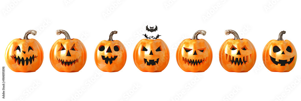 Set of Jack O Lantern Halloween pumpkin on withe background Set of Jack O Lantern Halloween pumpkin on withe background
