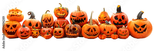 Set of Jack O Lantern Halloween pumpkin on withe background  photo