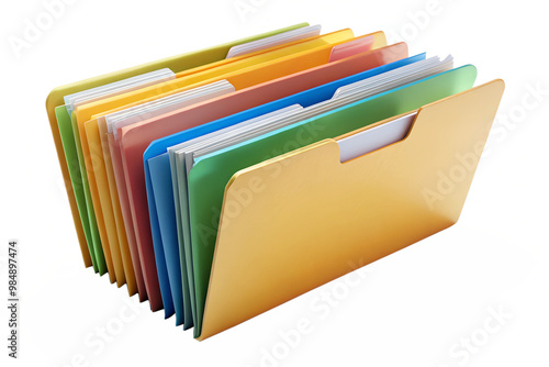 Stack of colorful folders symbolizing organization and efficiency photo