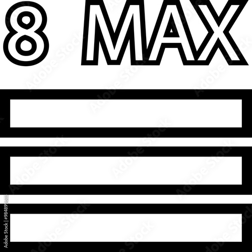 Maximum Stack Icon. 8 Grades. Storage Rule Symbol for Goods Vector flat and line isolated on transparent background. Square sign figure eight number use for online shopping web and app.