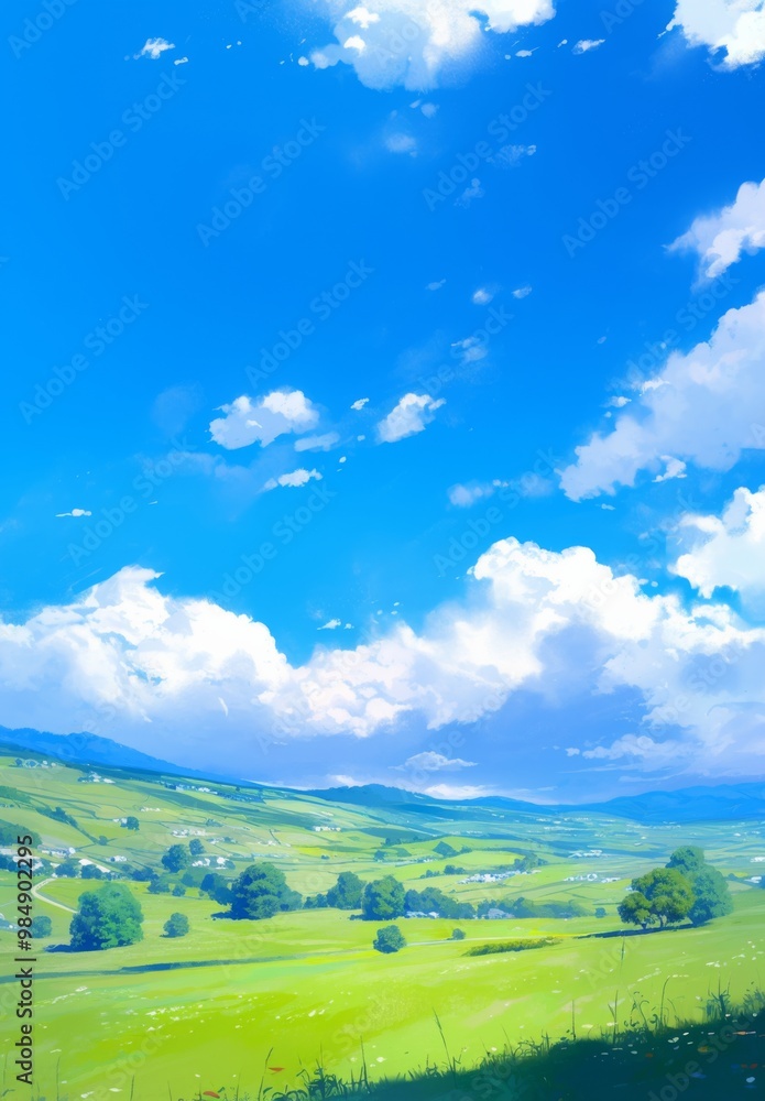 Beautiful Green Grass and Rolling Hills Under a Clear Blue Sky, Perfect for Nature and Outdoor Themes. Beautiful Green Grass and Rolling Hills Under a Clear Blue Sky, Perfect for Nature and Outdoor Themes.