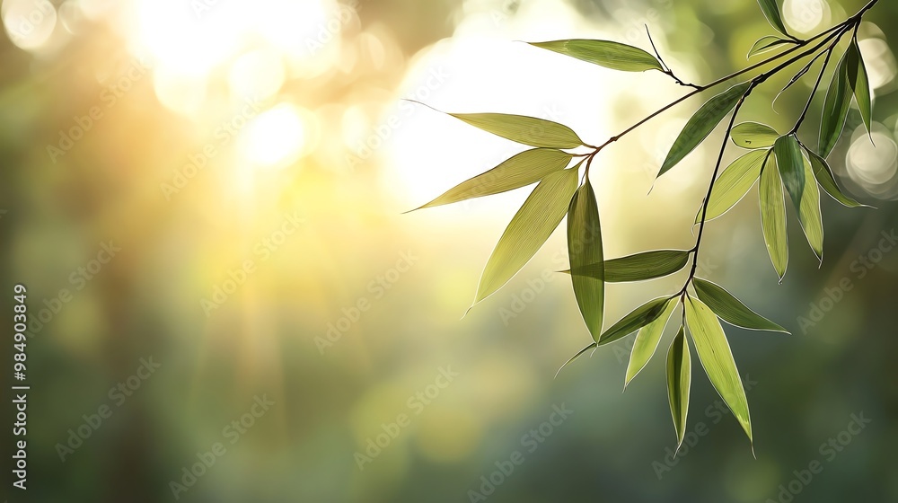 Obraz premium Softfocus of bamboo leaves swaying gently in the wind, rhythmic movement, calming nature zen