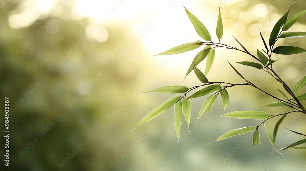 Fototapeta premium Softfocus of bamboo leaves swaying gently in the wind, rhythmic movement, calming nature zen