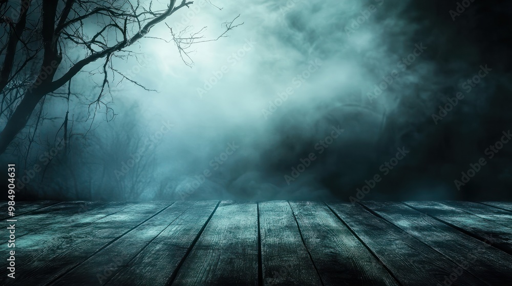 Spooky halloween background with empty wooden planks, dark horror background. Spooky halloween background with empty wooden planks, dark horror background.