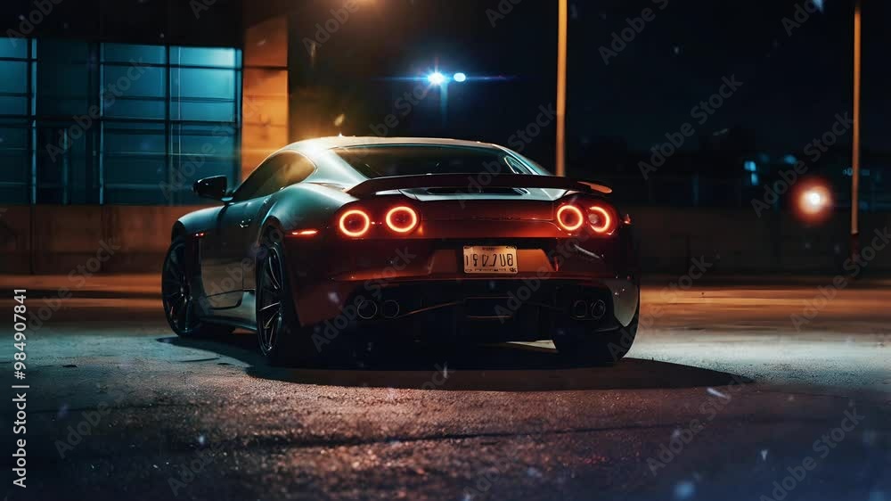 Sports car under night lights looks dashing and luxurious, smooth looping video Sports car under night lights looks dashing and luxurious, smooth looping video