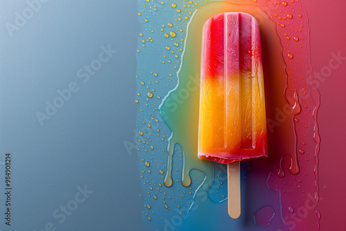 Colorful Popsicle melting on Background photo