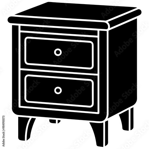 bedside table icon silhouette vector