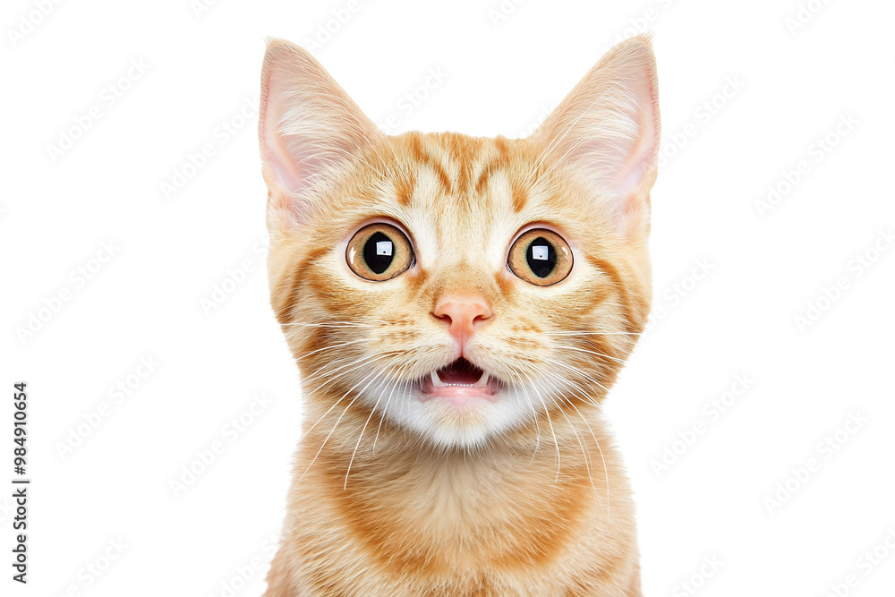 orange cat looking at the camera with big eyes and an open mouth orange cat looking at the camera with big eyes and an open mouth