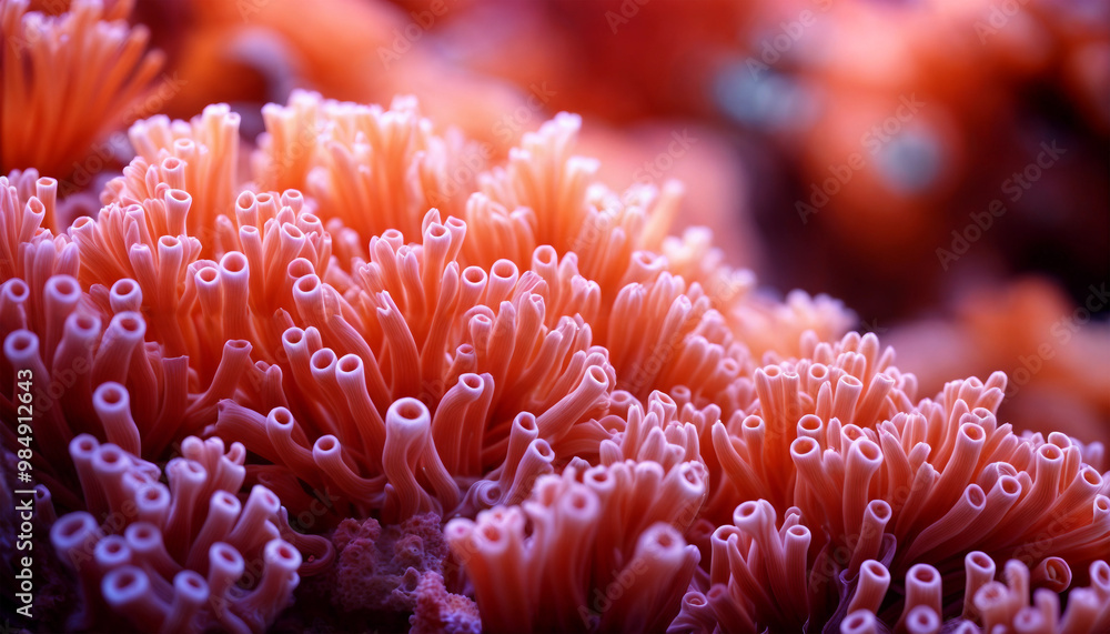 Coral reef. Red coral close-up Coral reef. Red coral close-up