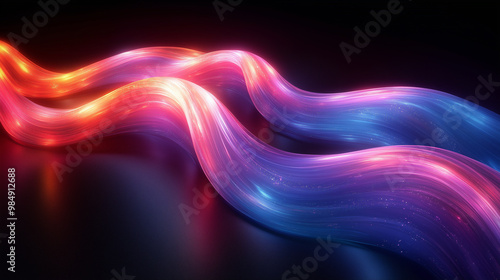 Colorful Glowing Waves of Light Flowing Elegantly Across a Dark Background at Night