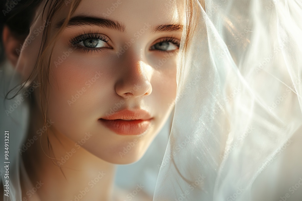 Portrait of beautiful bride in veil Portrait of beautiful bride in veil