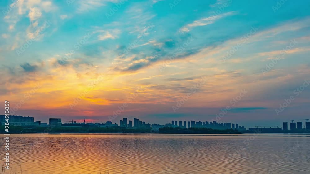 Summer sun rises from the lake time-lapse footage Summer sun rises from the lake time-lapse footage