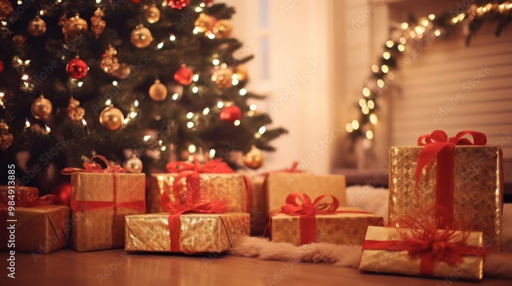 Christmas Presents Under a Decorated Tree Christmas Presents Under a Decorated Tree
