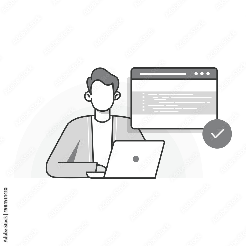 Code Development Icon. Software Programming Graphic. Coding Verification Symbol. Approved Development Standards.