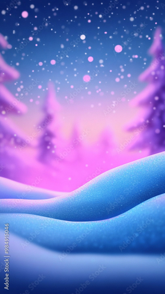 Naklejka premium Winter postcard with an abstract winter landscape and fir trees