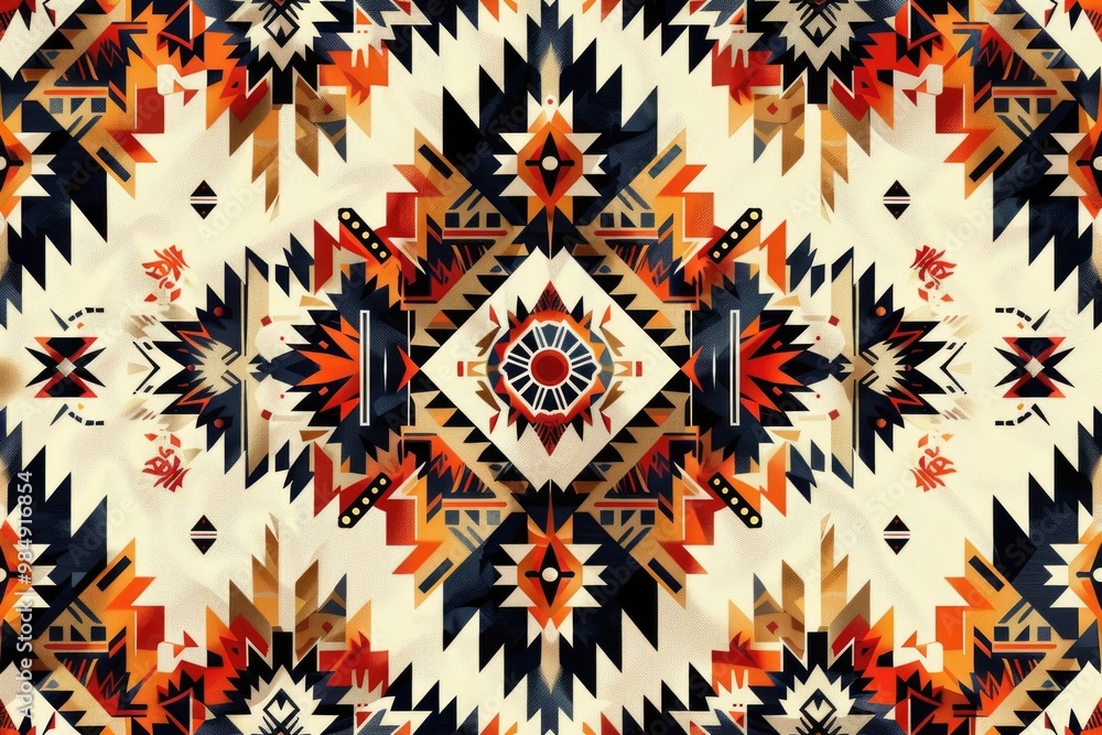 Southwestern seamless pattern with Native American and Scandinavian influences. Southwestern seamless pattern with Native American and Scandinavian influences.