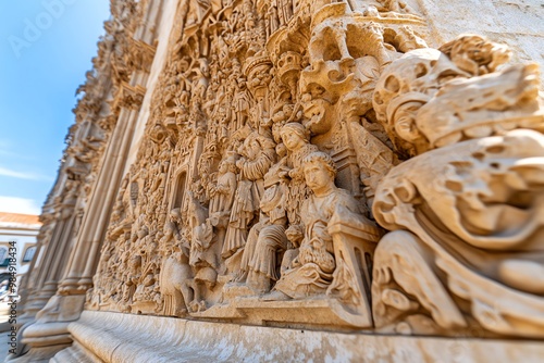 The intricate carvings on Ã‰voraâ€™s cathedral faÃ§ade, showcasing the artistry of medieval stonework photo