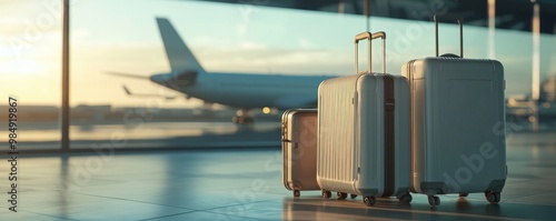  travel accessories near the window in an airport