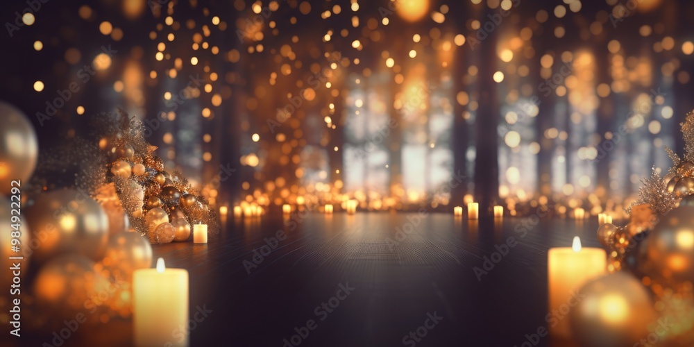 Blurred Christmas lights background with festive holiday bokeh and ornaments Blurred Christmas lights background with festive holiday bokeh and ornaments