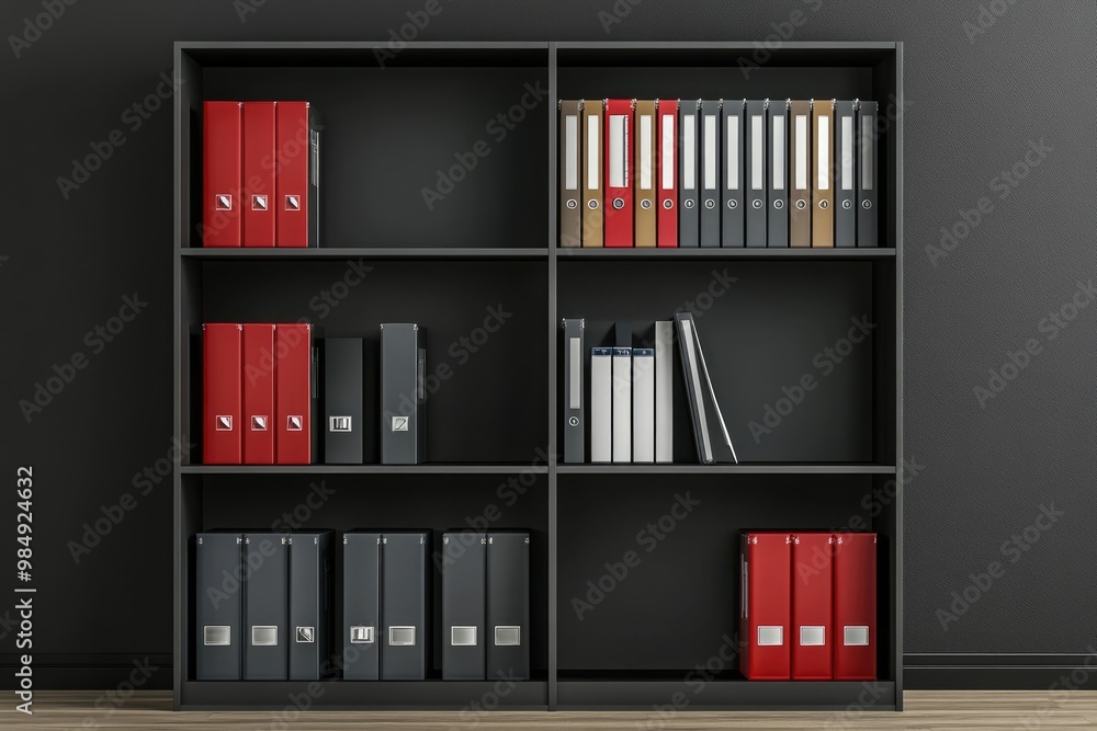 Corporate Binder Organization in Modern Grey Office Setting Corporate Binder Organization in Modern Grey Office Setting