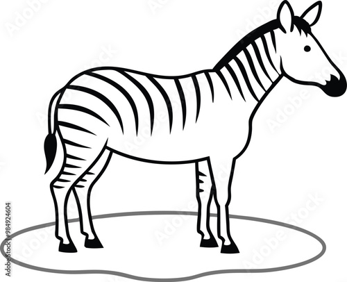 Adorable Zebra Vector Illustration for Kids Drawing and Coloring Fun
