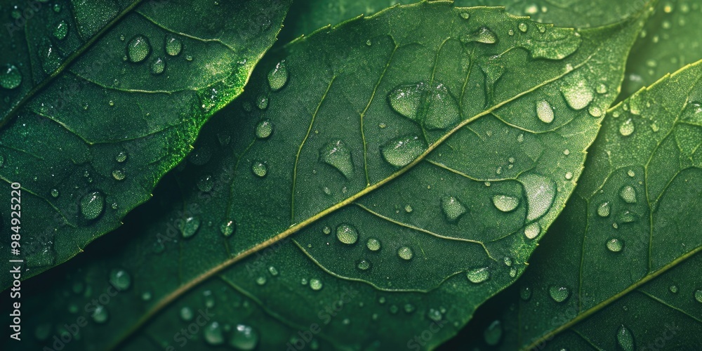 Fototapeta premium Vibrant Leaf Raindrop Abstract