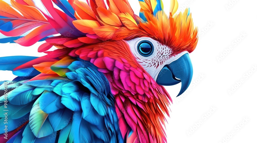 Obraz premium Vivid Parrot Portrait with Colorful Feathers