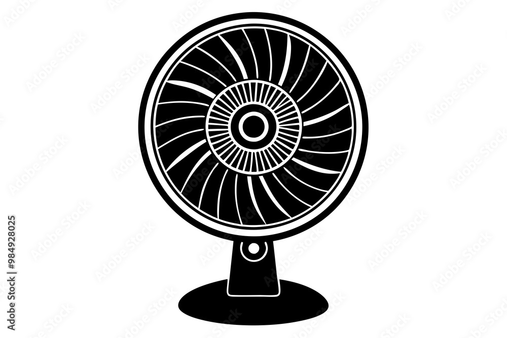 a black silhouette of a table fan on a white background a black silhouette of a table fan on a white background
