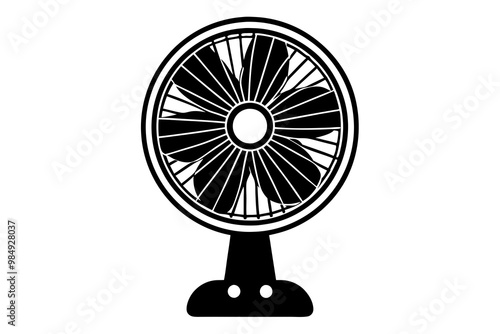 a black silhouette of a table fan on a white background