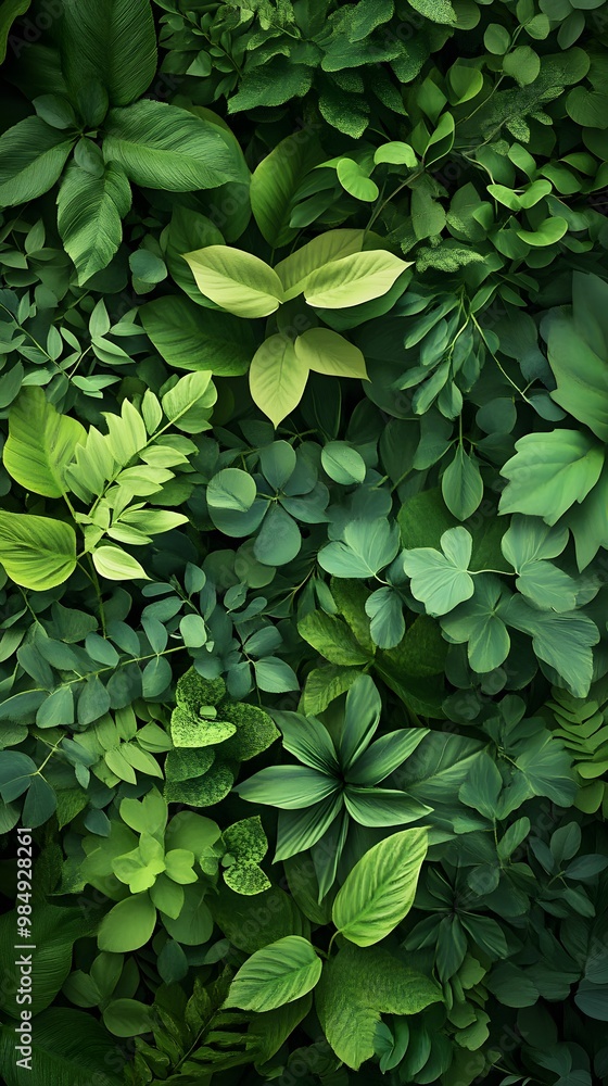 A lush, green wall of various leaves and plants, creating an enchanting backdrop for your product presentation. The texture is rich with shades of emerald to dark forest greens, providing a natural an A lush, green wall of various leaves and plants, creating an enchanting backdrop for your product presentation. The texture is rich with shades of emerald to dark forest greens, providing a natural an