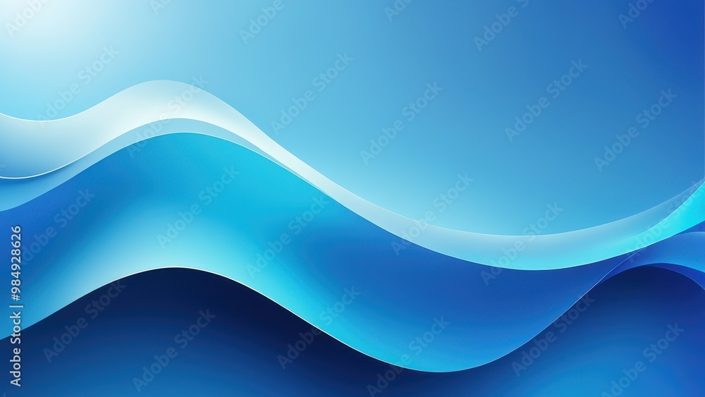 Obraz premium A smooth gradient of blue waves creating a calming and modern abstract background.