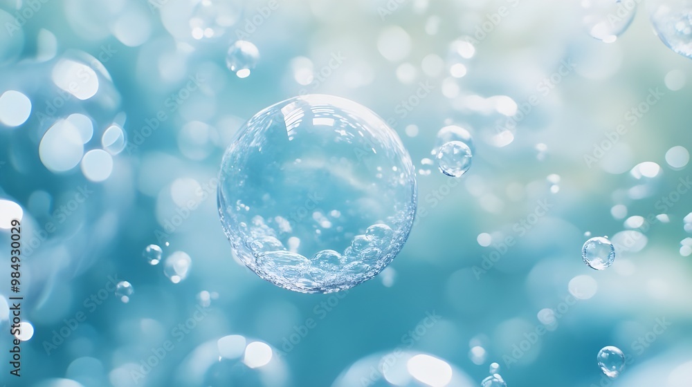 Liquid surface with colorful bubbles in close-up detail image Liquid surface with colorful bubbles in close-up detail image