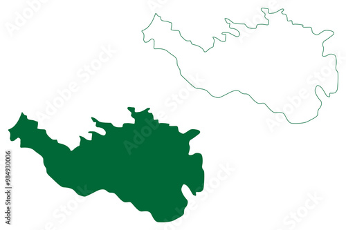 Mancherial district (Telangana State, Republic of India) map vector illustration, scribble sketch Mancherial map