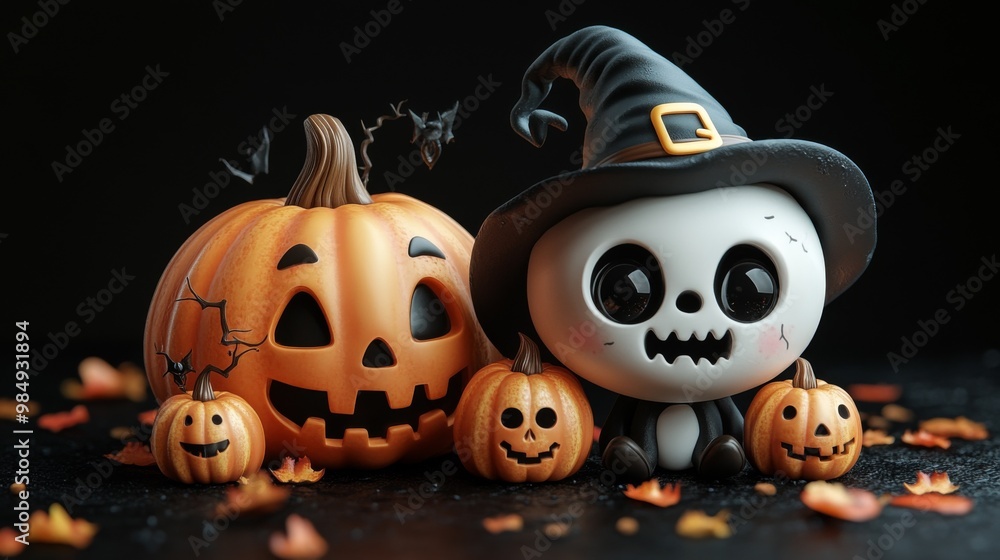 Cute Halloween Characters with Pumpkins - Festive Fall Collection Cute Halloween Characters with Pumpkins - Festive Fall Collection