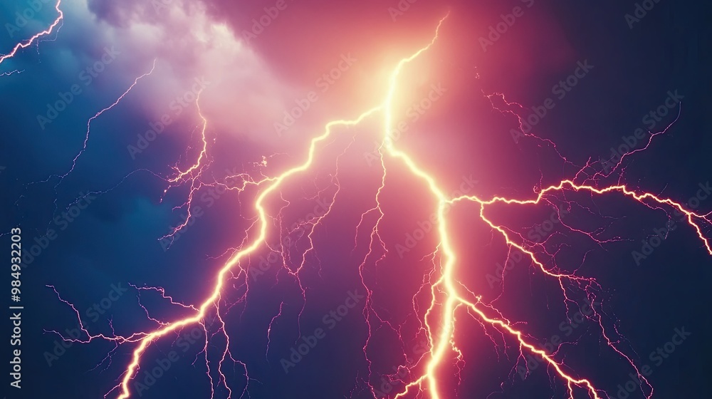 Dark background with thundercloud and lightning from it. Multiple lightning discharges from a cumulus cloud. Natural background. Illustration for cover, interior design, etc. Dark background with thundercloud and lightning from it. Multiple lightning discharges from a cumulus cloud. Natural background. Illustration for cover, interior design, etc.