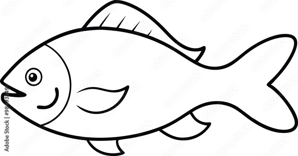 Obraz premium Color the Piranha Swimming in a River Exciting Vector Illustration 