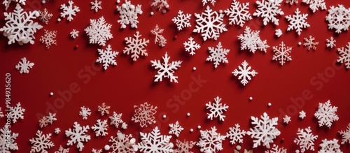 White Snowflakes on Red Background