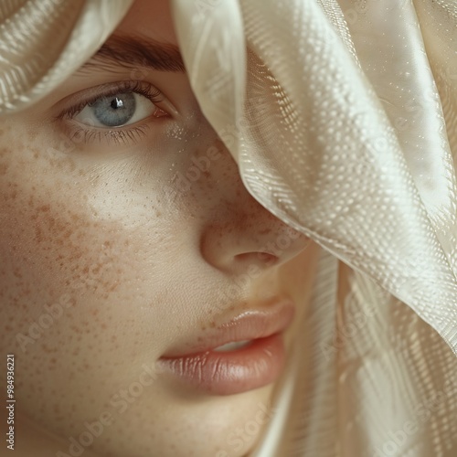 Smooth skin texture closeup with subtle pores and soft natural tones perfect for beauty cosmetics or medicalthemed designs realistic and highresolution photo