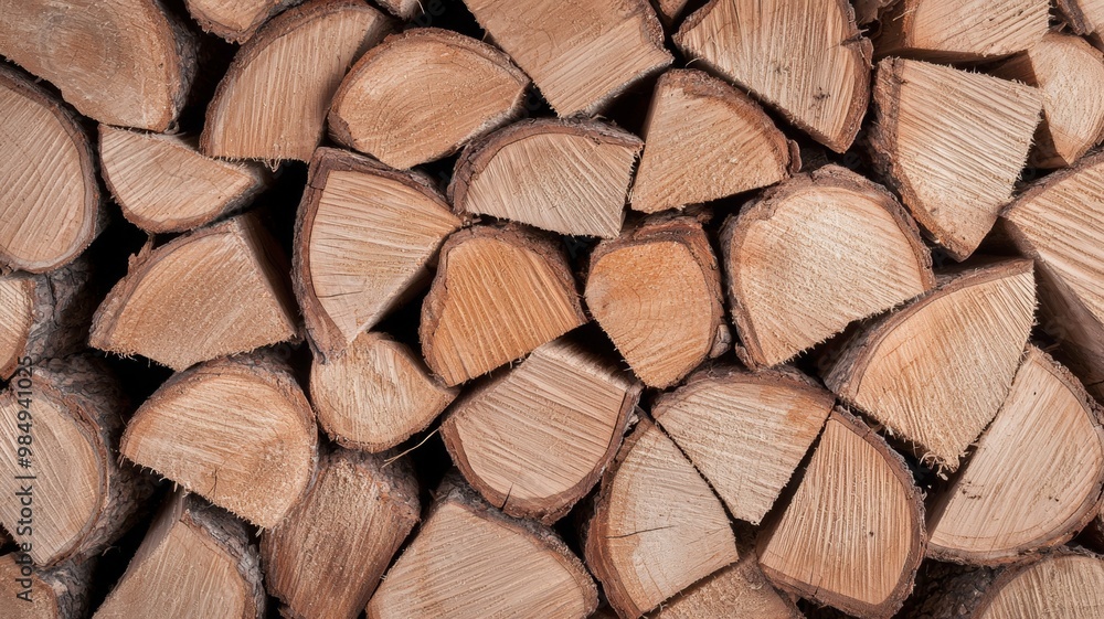 Fototapeta premium A pile of wood logs with a brownish color