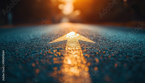 A road with an arrow pointing forward, symbolizing the journey of life and resilience. The background is blurred