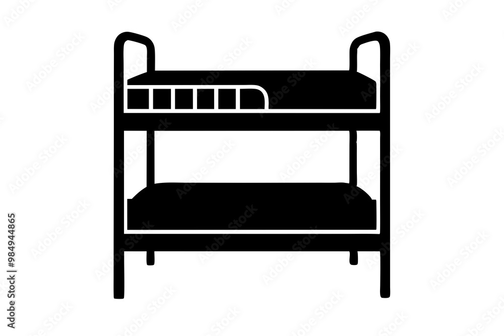 Accommodation bunk bed icon in black flat glyph, filled style isolated on white background Accommodation bunk bed icon in black flat glyph, filled style isolated on white background